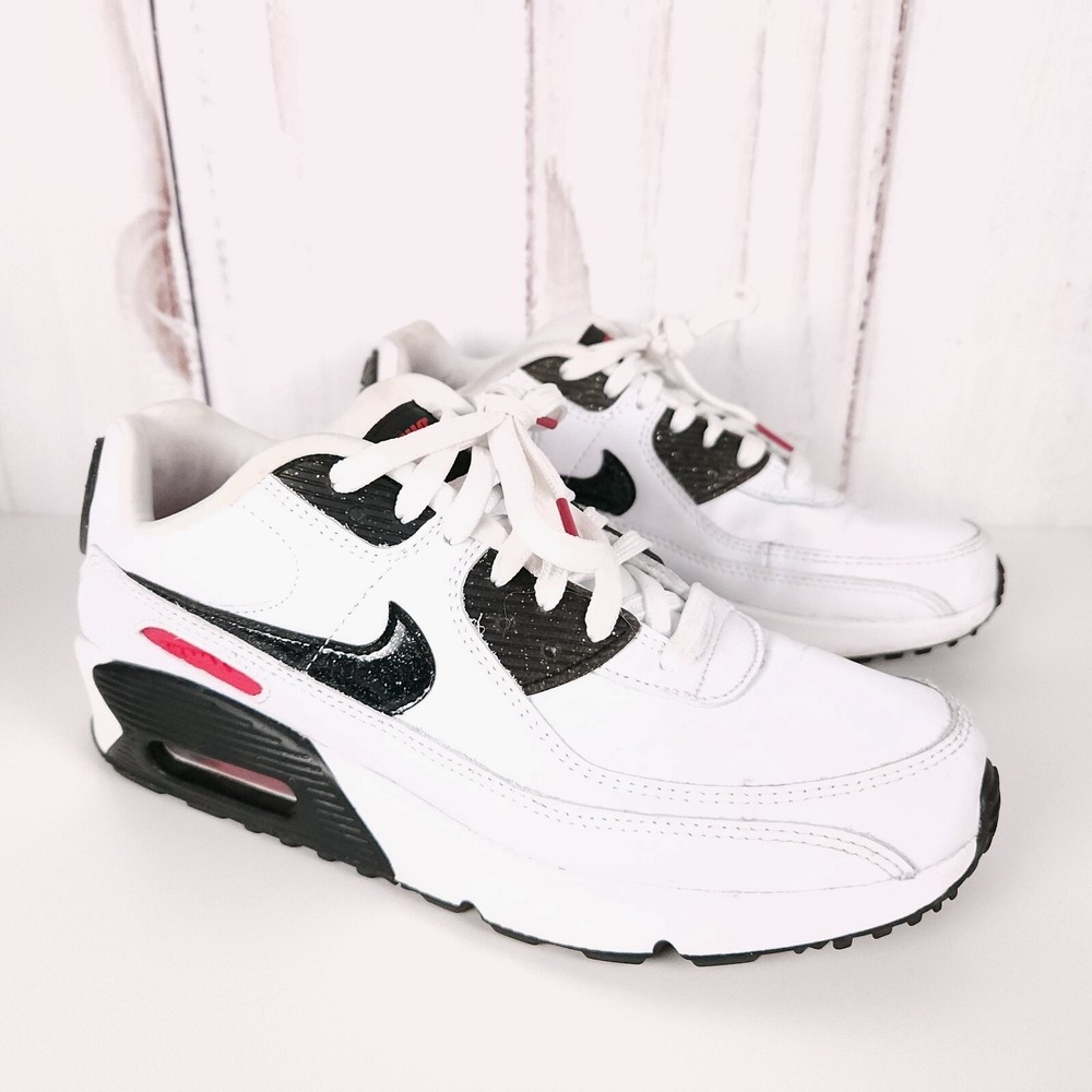 Nike Air Max 90 LTR SE 2 Run Gym Sneakers White Black Red - Youth 7Y DH2605-100